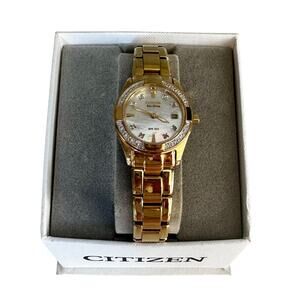 Citizen Eco-Drive Diamond and Mother of Pearl Dial Ladies Bracelet Watch